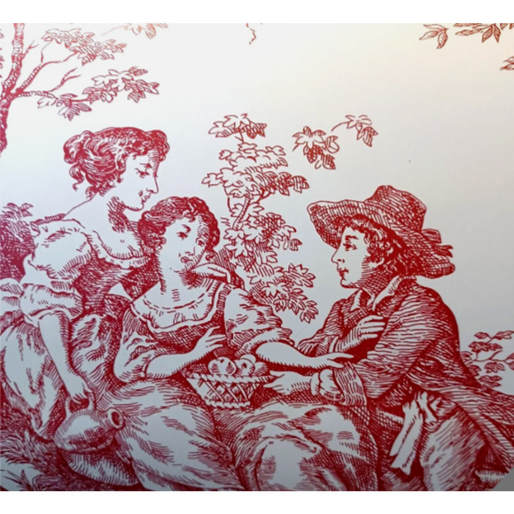 Waverly Wallpaper Toile Burgundy Red & Ivory White 1 Roll Chinoiserie Romantic - Picture 1 of 4
